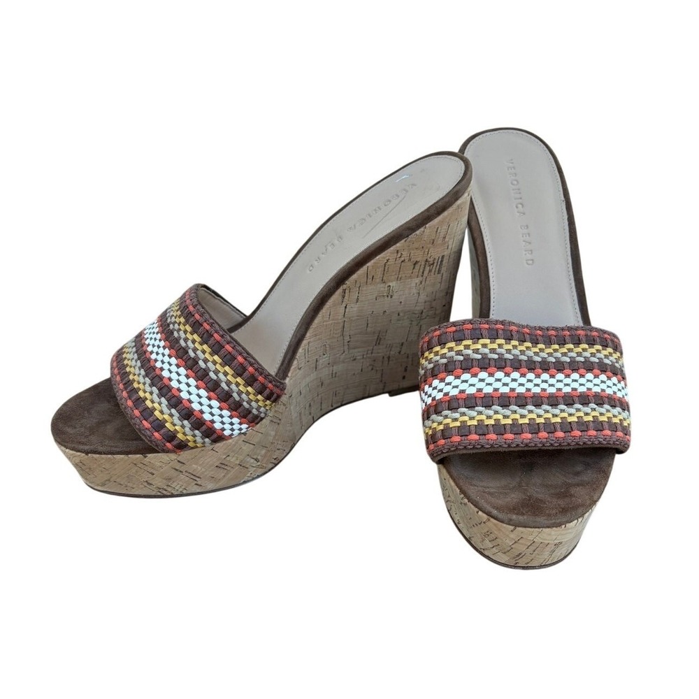 Veronica Beard Multicolor Woven Cork Wedge Sandals – Women's 9M‎ Vero Cuoio